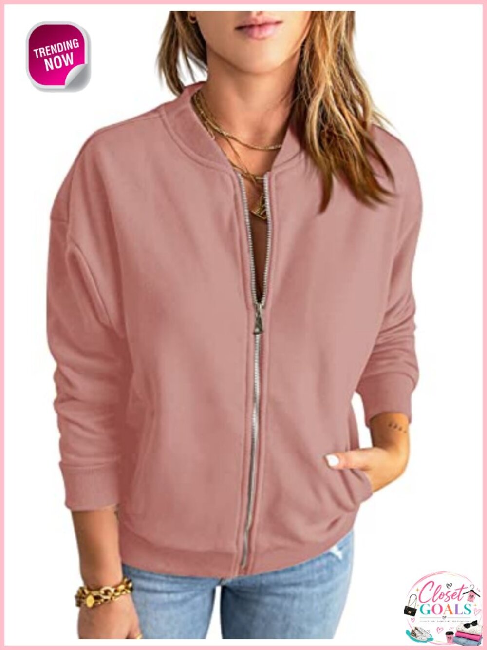 GeGekoko Womens Zip Up Sweatshirt Long Sleeve Casual Loose Cotton